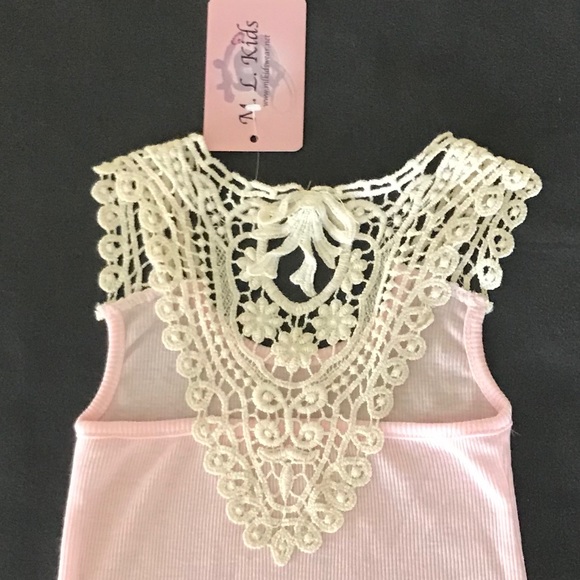 Girl's Lace Back Tank-Natural Lace - Picture 5 of 6